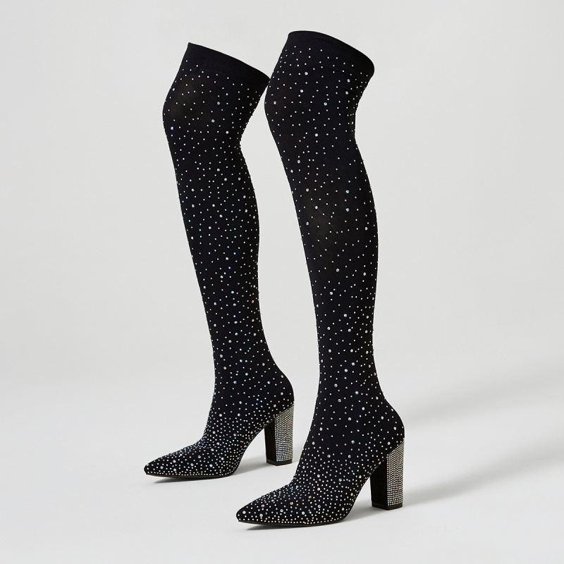 Botas de cano alto com meias a - Crystal Mesh Fabric avaliação e preço