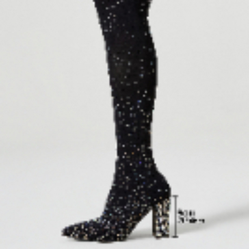 Botas de cano alto com meias a - Crystal Mesh Fabric avaliação e preço