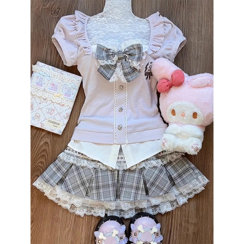 Conjunto de duas peças feminin - Elastic Lace Trim avaliação e preço