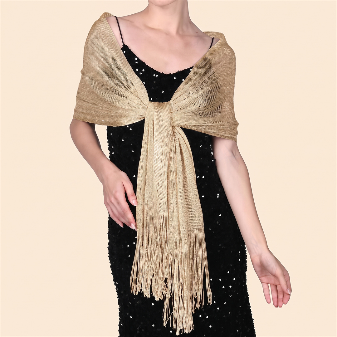 Lenço de Moda Brilhante com Pr - Tassel Fringe Trim avaliação e preço